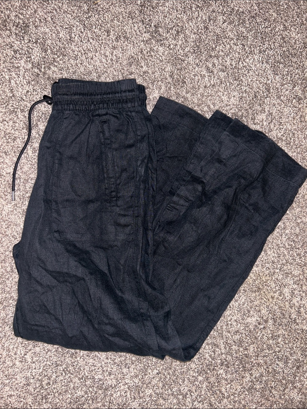 NWOT Athleta Retreat High Rise Wide Leg Linen Pants Black - XS
